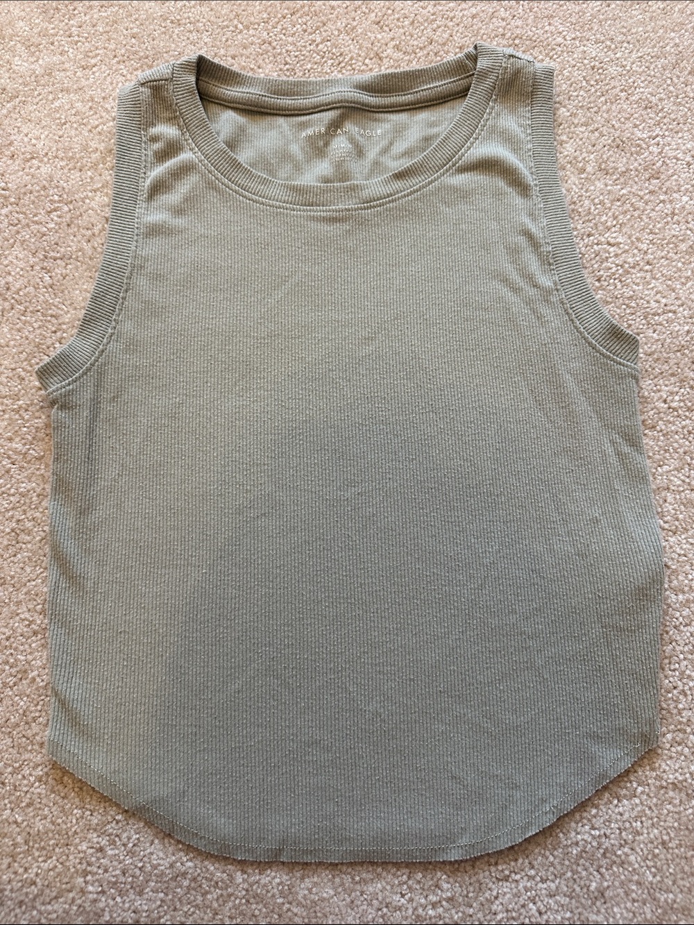 Sleeveless Ribbed Tank Top - Olive Green American Eagle